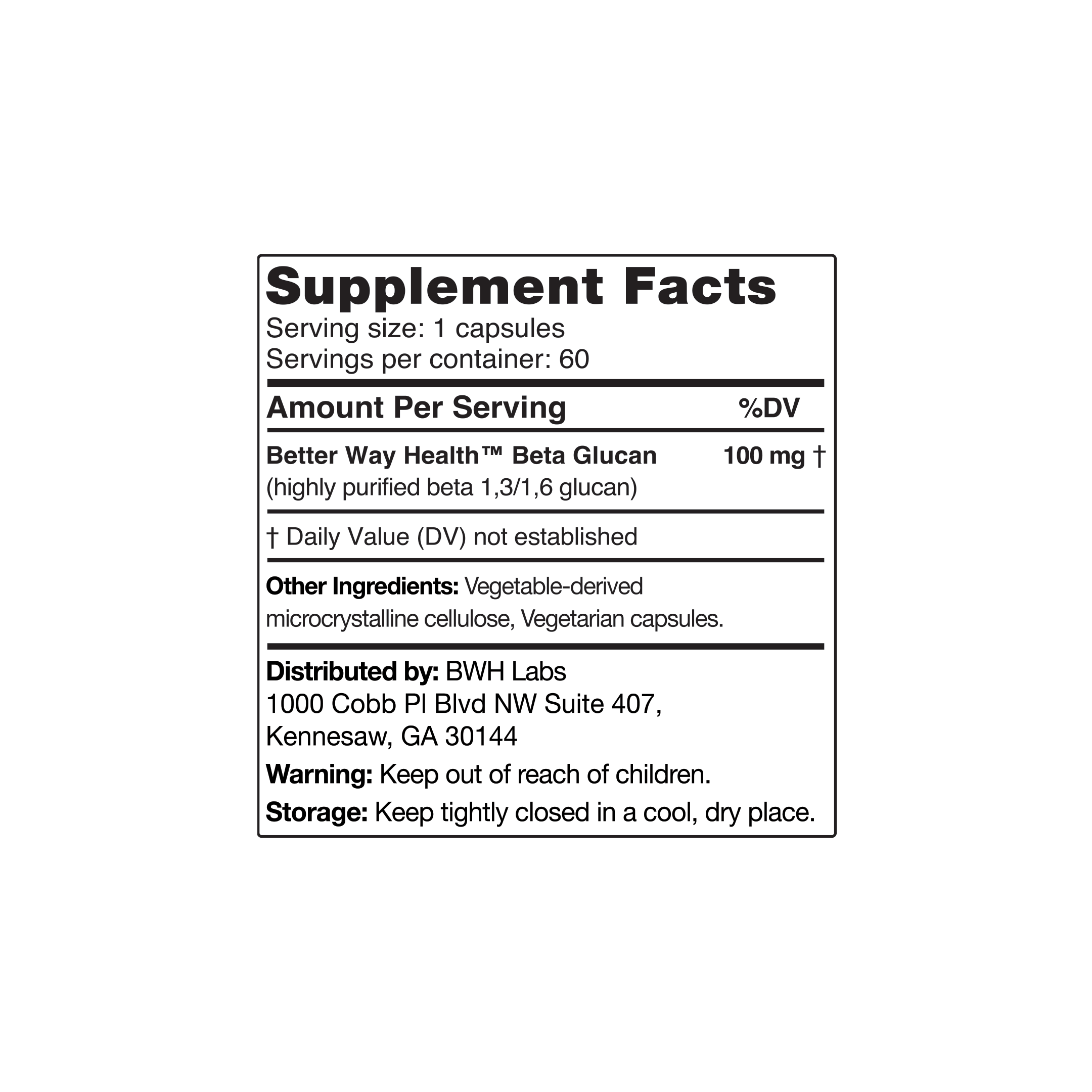 BWH-85® Beta Glucan 100mg